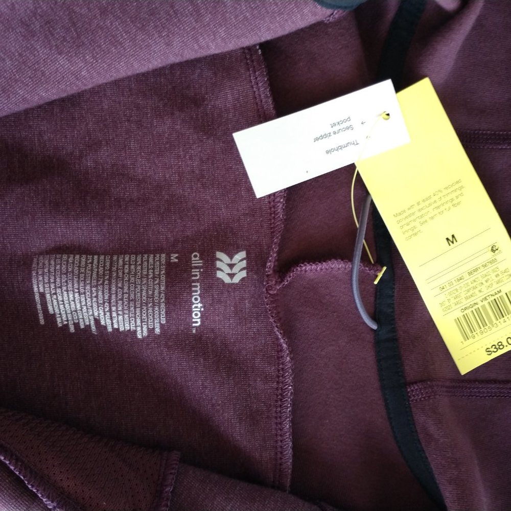 All In Motion Dark Berry Zip Up Hoodie Men's Size M NWT - Picture 8 of 16